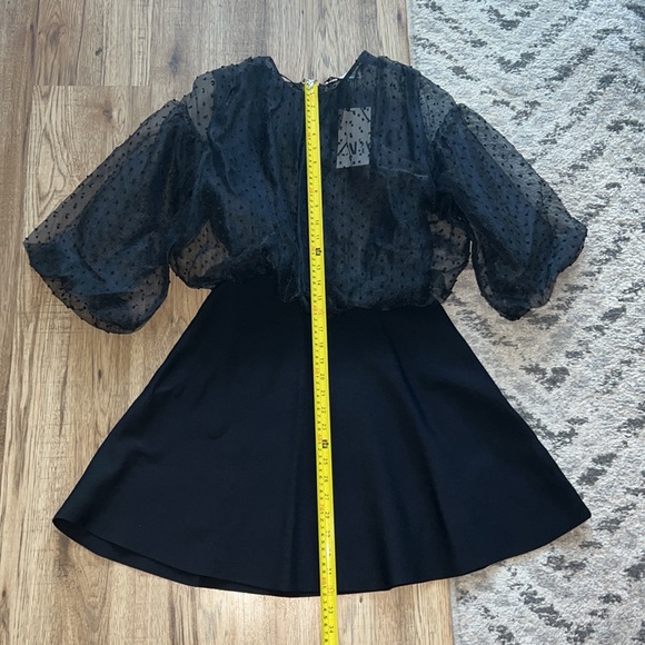 NEW! Zara Dotted Mesh Sleeve Dress - Picture 4 of 9